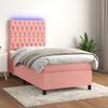 vidaXL Boxspring met matras en LED fluweel roze 90x190 cm