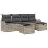 vidaXL Tuin Sofa Set met kussen met opslag 6 pcs Lichtgrijs Poly riet