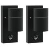 vidaXL Buiten Wandlamp 2 st Zwart 6,5 x 10,5 x 16 cm RVS en Glas