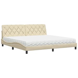 vidaXL Bed met matras stof crèmekleurig 200x200 cm
