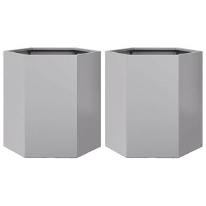vidaXL Plantenbakken 2 st zeshoek 46x40x45 cm gegalvaniseerd staal