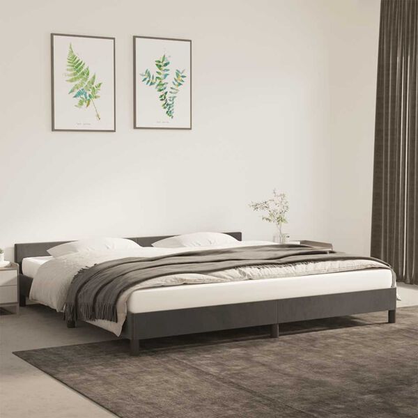 vidaXL Bedframe zonder matras 200x200 cm fluweel donkergrijs