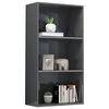vidaXL Boekenkast 3 schappen 60x30x114 cm bewerkt hout hoogglans grijs