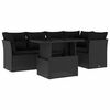 vidaXL 6-delige Loungeset met kussens poly rattan zwart