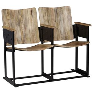 vidaXL Tweezitsbankje massief mangohout en staal