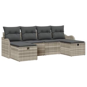 vidaXL Bankstel 6 st 6-Aantal zitplaatsen Lichtgrijs poly rattan