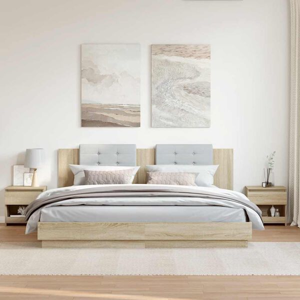 vidaXL Nachtkastjes 2 st 40x30x39 cm bewerkt hout sonoma eikenkleurig