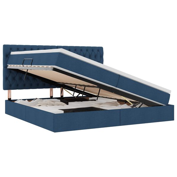 vidaXL Opbergbed met LED met matras Blauw 200 x 200 cm Polyester