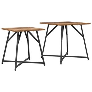 vidaXL Bijzettafelset 2 st Oud Hout en Zwart 50 x 50 x 50 cm