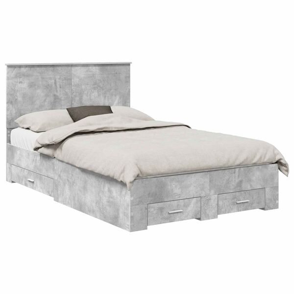 vidaXL Bedframe met hoofdeinde Beton Grijs 120 x 190 cm Bewerkt hout