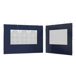 vidaXL Tentwanden met raam PE blauw 2 st