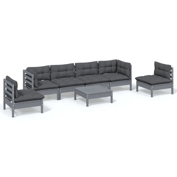 vidaXL 7-delige Loungeset met kussens massief grenenhout