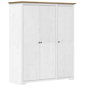 vidaXL Kledingkast BODO 146x53,5x173 cm massief grenenhout wit bruin