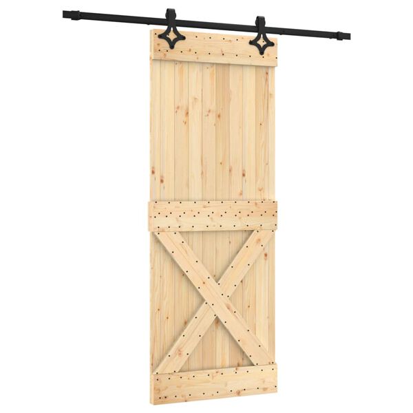 vidaXL Schuifdeur met beslag 80x210 cm massief grenenhout