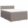 vidaXL Boxspring met matras stof taupe 140x200 cm
