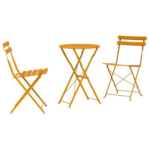 vidaXL Vouw Bistro Set 3 st Mosterdgeel Staal