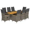 vidaXL 9-delige Tuinset met kussens poly rattan grijs