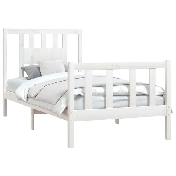 vidaXL Bedframe met hoofdbord massief grenenhout wit 100x200 cm