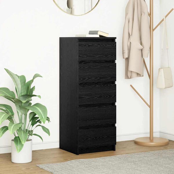 vidaXL Dressoir met lades 37,5x35x99 cm spaanplaat zwart eikenkleurig