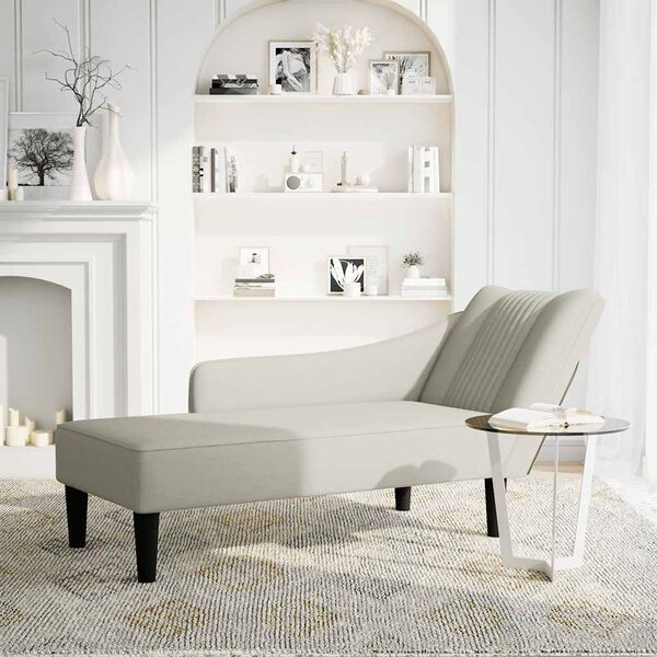 vidaXL Chaise longue met rechterarmleuning fluweel cr&egrave;mekleurig
