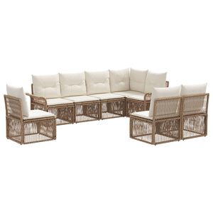 vidaXL Tuinbankenset 8 pcs Beige poly rattan