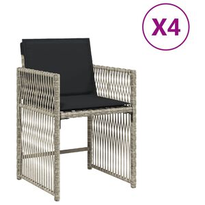 vidaXL Tuinstoelen 4 st met kussens poly rattan lichtgrijs