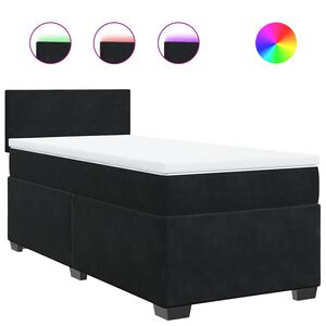 vidaXL Boxspring met matras fluweel zwart 1-persoons