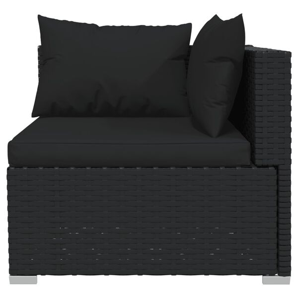 vidaXL 12-delige Loungeset met kussens poly rattan zwart