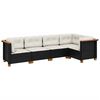 vidaXL 5-delige Loungeset met kussens poly rattan zwart