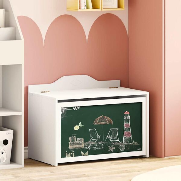 vidaXL Doos met opslag en een krijtbord aan de voorkant ROROS Wit