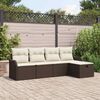 vidaXL Tuin Sofa Set met kussen 5 pcs Bruin en cr&egrave;me Poly riet
