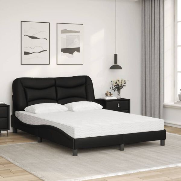 vidaXL Bed met matras "Hvar" kunstleer zwart 120x200 cm