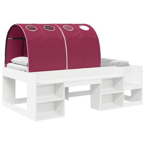 vidaXL Bedframe met tunnel met plank 3 st Wit en Rood Bewerkt hout