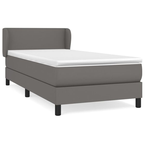 vidaXL Boxspring met matras kunstleer grijs 80x200 cm