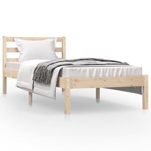 vidaXL Bedframe massief grenenhout zwart 75x190 cm