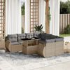 vidaXL 9-delige Loungeset met kussens poly rattan beige