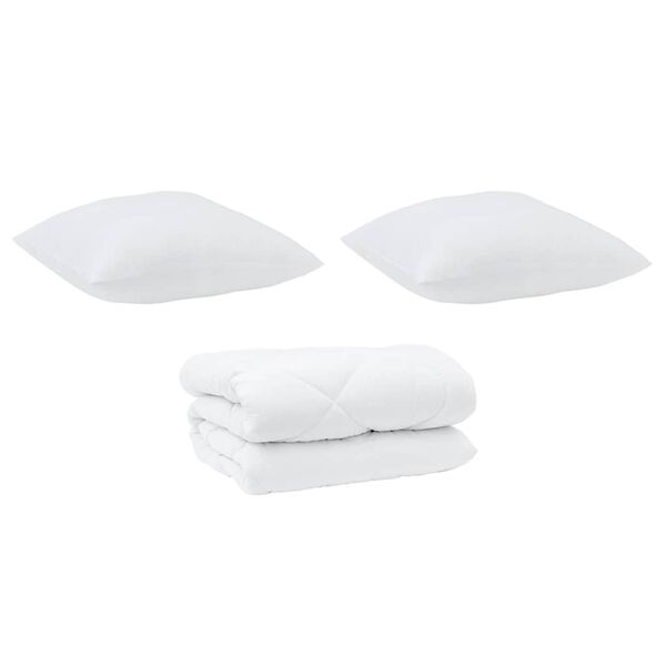 vidaXL Dekbed met Kussens 3 pcs Wit Microfiber en Dons Feather