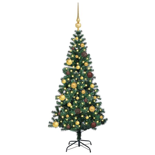 vidaXL Kunstmatig Voorverlicht Kerstboom Groen 150 cm PVC en Metaal