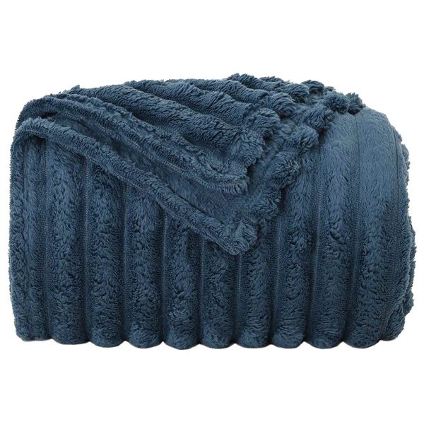 vidaXL Gooi Deken Marineblauw 150 x 130 cm Fleece