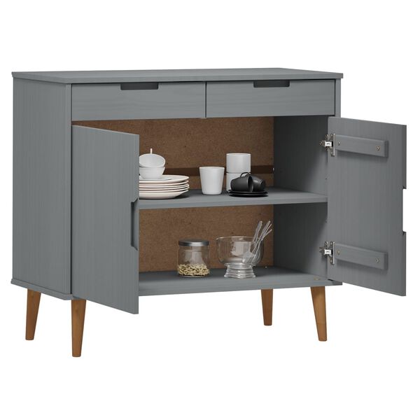 vidaXL Dressoir MOLDE 90x40x80 cm massief grenenhout grijs