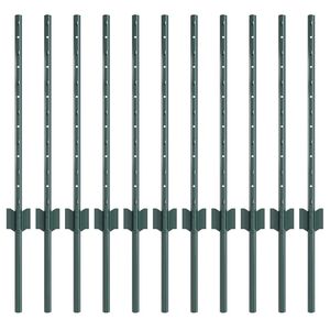 vidaXL Afrasteringspaal 11 pcs Groen 100 cm Staal