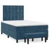 vidaXL Boxspring met matras fluweel donkerblauw 120x200 cm
