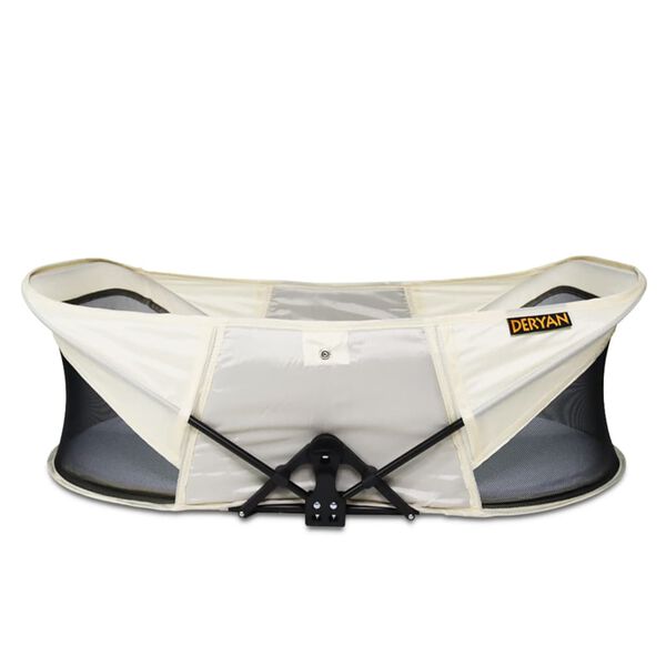 DERYAN Reisbedje Infant Baby Luxe met klamboe pop-up cr&egrave;mekleurig