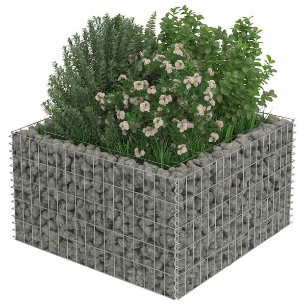 vidaXL Gabion plantenbak verhoogd 90x90x50 cm gegalvaniseerd staal