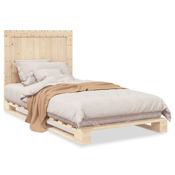 vidaXL Bedframe met hoofdbord massief grenenhout 100x200 cm