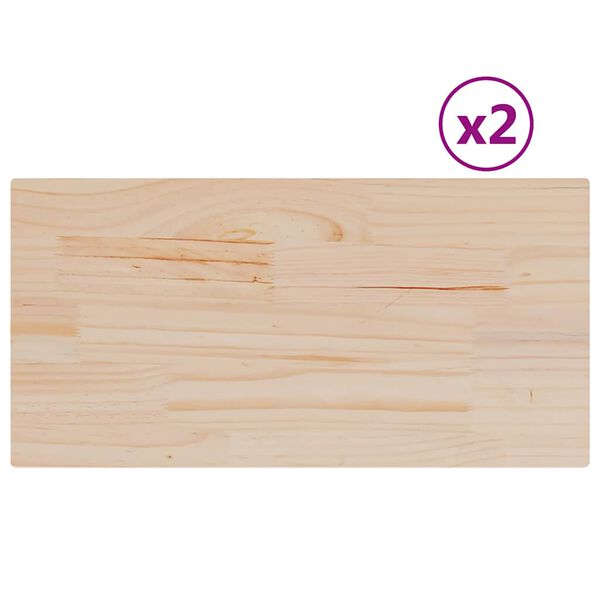 vidaXL Tafelbladen 2 st rechthoekig 90x45x1,7 cm massief grenenhout
