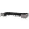 vidaXL 10-delige Loungeset met kussens poly rattan donkergrijs