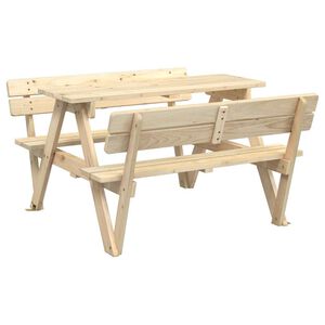 vidaXL Picknicktafel voor 4 kinderen met parasolgat massief vurenhout