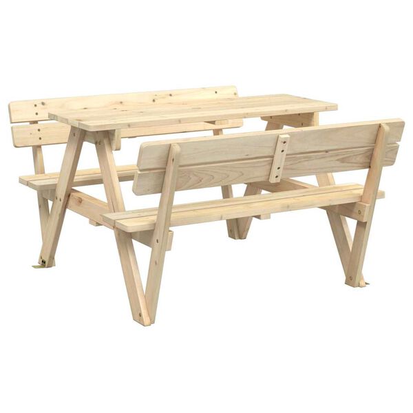 vidaXL Picknicktafel voor 4 kinderen met parasolgat massief vurenhout