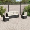 vidaXL 5-delige Loungeset met kussens poly rattan zwart